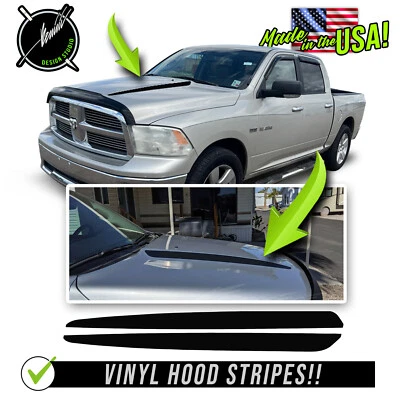 Vinyl Hood Spears Racing Stripes - Fits 2009-2018 Dodge Ram 1500 2500 - Image 1 of 3