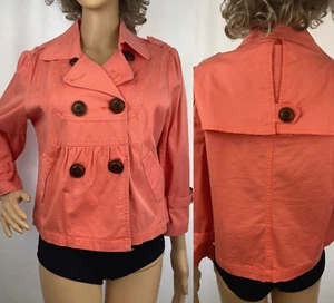 American Rag Cie Orange Cotton 3/4 Sleeve Double Breasted Jacket Junior’s Size L - Picture 1 of 11