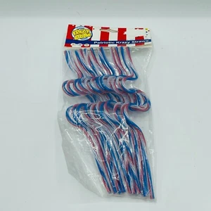 Vintage Original Krazy Straws Patriotic Red White Blue 12 Straws Fun Time Int'l - Picture 1 of 5