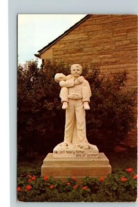 Postcard Statue Symbolic Boys Town With the Famous In Scription Nebraska - Picture 1 of 2