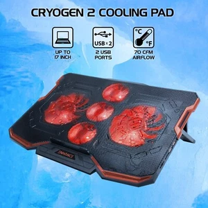 ENHANCE Cryogen Gaming Laptop Cooling Pad - 5 Quiet Cooler Fans and 2 USB Ports - Photo 1/8