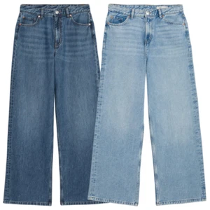 Ladies M&S Slouchy Mid Rise WIDE Leg Jeans Blue Sizes 6 - 20 - Picture 1 of 3