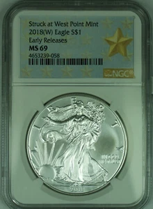 2018 ASE Silver Eagle $1 Early Releases, NGC MS 69 E - Picture 1 of 2