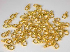 25 Pcs 24k Gold Plated Brass Fish lock Jewelry Findings Lobster Clasps & Hooks