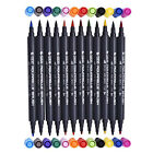 Fineliner Tip Set Drawing 12 Colors STA Dual Brush Water Based Art Marker Pens P