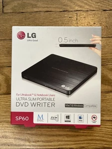 LG Externer DVD-Brenner Schwarz Ultra-Slim Portable SP60 DVDRW Neu Open Box - Bild 1 von 7