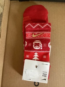New Nike Elite Dri-Fit Christmas Basketball Socks Red Men’s 12-15 - Picture 1 of 3