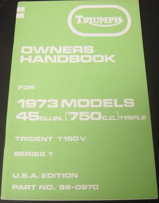 Triumph T150V TRIDENT 1973 N.O.S. Manual del propietario  Foto 1 de 4