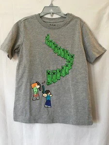 NWT Minecraft Boy Short Sleeve Shirt Gray many sizes - Picture 1 of 1