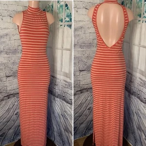 Arden B Women's Bodycon Dress Size Small Pink Shimmering Gold Stripes Stretch - Picture 1 of 14