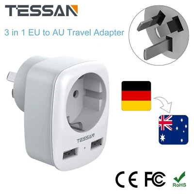 TESSAN Deutschland auf Australien Reiseadapter 5-IN-1 USB Steckeradapter für Neuseeland