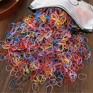 1000 Stck. Mini Nylon Bunte Einweg-Haarbinden mit Aufbewahrungstasche - Bild 1 von 2