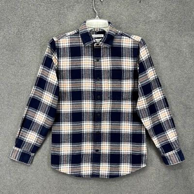 Amazon Essentials Shirt Men's XS Slim Fit Blue Orange Plaid Flannel western - Image 1 of 4