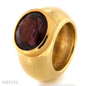 Ring Rhodolith 750/- Gelbgold roter Granat 10,75 ct. Hammerschlag RW 55 (22833) - Bild 1 von 12