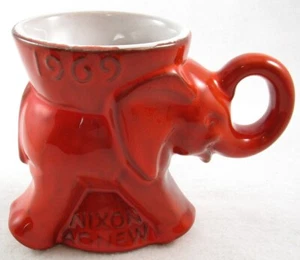 Frankoma 1969 GOP Republican Elephant Red Political Mug Nixon Agnew Collectible - Picture 1 of 4