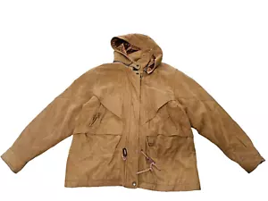 Authentic Adler Leather Jacket Brown Full Zip Lined Hooded Long Coat Size XL - Picture 1 of 10