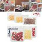 2/5X Reusable PEVA Silicone Food Bags Storage Freezer Fridge Bags Zip Lock Bags