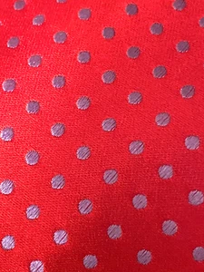 Jhane Barnes Mens Silk Necktie Red Blue Polka Dot GUC 3 3/4 x 60 - Picture 1 of 6