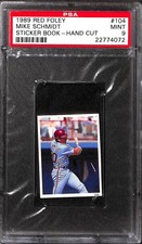 1989 Red Foley Sticker Book-Hand Cut #104 Mike Schmidt PSA 9 22774072