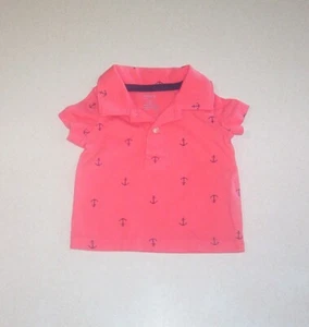 Infant Boy's Carter's Orange with Anchors Print Cotton Knit Polo T-Shirt 3 Mos - Picture 1 of 2