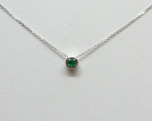 EMERALD NECKLACE 14K WHITE GOLD 0.07CT SI1 G COLOR 4 PRONG SETTING - Picture 1 of 6
