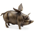 Winged Wonder Pig Piggy Bank Metal Whimsical Bronze Finish Bank ~ SPI Home 34038