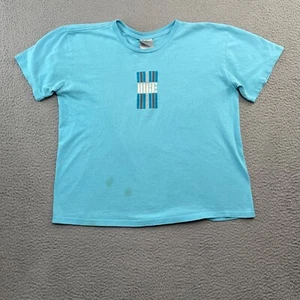 Vtg Nike Shirt Youth XL Blue Crewneck Y2K 2000s Center Swoosh Spellout - Picture 1 of 13