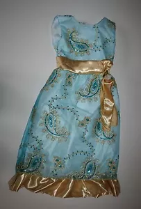 New Kid Fashion Girls 6 year Blue & Gold Party Dress Holiday Lined Tulle - Picture 1 of 1