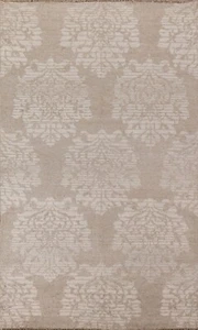 Transitional Floral Art and Craft 5x8 ft. Light Beige Indian Area Rug Wool - Picture 1 of 12