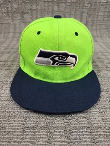 Vtg Seattle Seahawks Hat Cap Adjustable Snapback Blue Green Swag Football NFL - Picture 1 of 19