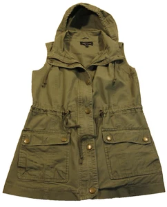 womens od green new look cotton vest with hood size s - Picture 1 of 14