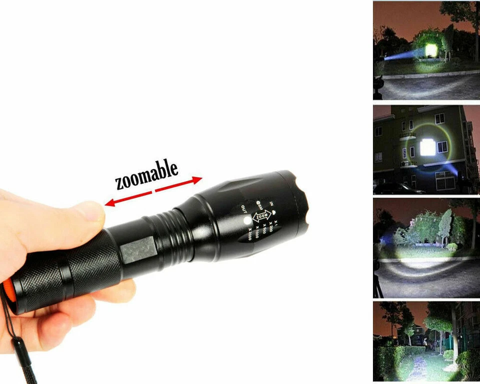 Torcia led cree luce bianca zoom batteria litio ricaricabile caricabatterie - Imagen 1 de 3
