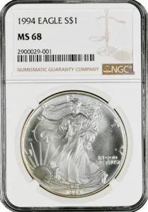 1994 Eagle Silver $1 ~ MS68 ~ NGC 2900029-001 - Picture 1 of 2