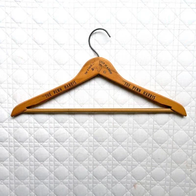 1950s Wooden Wood Hanger Penn Harris Harrisburg PA Maisel Era Mad Men Vintage - Image 1 of 4