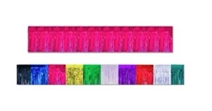 Cerise Metallic Fringed Drape #55039-C, 15 in x 10 ft, 1 ply PVC fringe, 1/pk - Picture 1 of 9