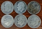 1946 Roosevelt Dimes, 90% Silver - Lot of 6