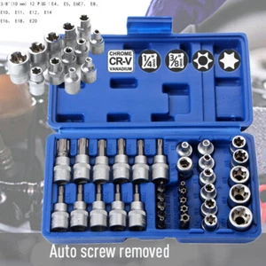 34Pcs Torx Star Socket Bit Set 3/8'' Male Female E&T Sockets Garage Tool Case - Picture 1 of 11