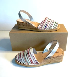 Calaxini Women's Sling Bank Wedge Sandals Size US8 EU38 Handcrafted in Spain - Picture 1 of 11