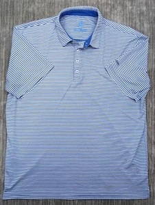 Johnnie-O Mens Prep-Formance Blue Striped Polo Golf Shirt Men's 2XL Short Sleeve - Picture 1 of 10