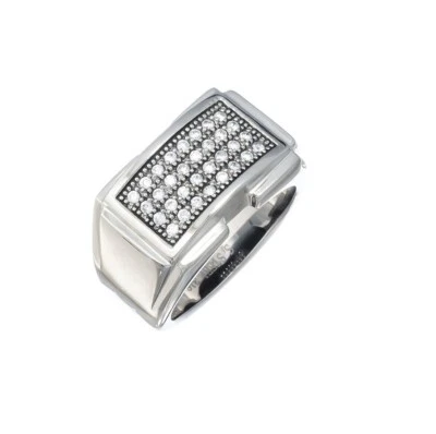 Anillo Pinky Acero Inoxidable 316 Pavé Para Hombre Forma Cuadrada Circonita Foto 1 de 4