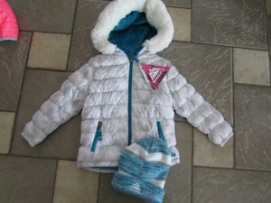 NEW SNOZU WINTER JACKET & HAT SET WINTER COAT GIRLS 2T W/ HOOD FLEECE LINED - Picture 1 of 8