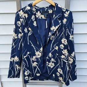 NUEVO Blazer para mujer Cynthia Rowley pequeño azul floral chaqueta carrera profesional - Imagen 1 de 7