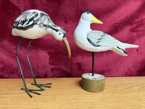 2 adornos de madera y metal para aves costeras tipo vadeador y gaviota 8 pulgadas de alto de colección - Imagen 1 de 15