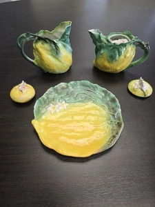 Vintage Royal Bayreuth Figural Lemon Citrus Set, Creamer. Pot, Plate, Two lids  - Picture 1 of 15