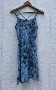 Vestido midi caprichoso Babydoll de colección Y2K para mujer talla 6 M azul floral verdadero años 90 gótico - Imagen 1 de 12