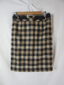Pendleton Skirt Wool Plaid Pencil Skirt Black Tan Midi Length Size 6 - Picture 1 of 11