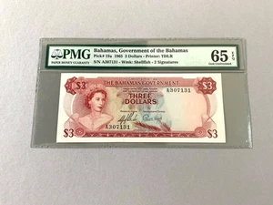 Bahamas 3 Dollars P-19a 1965  PMG 65 EPQ - Picture 1 of 4
