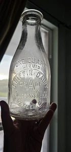 Botella de leche rara vintage Baxley Georgia Griffin vaca lechera granja superior - Imagen 1 de 6