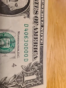 40630000. 1 $ FRN Fancy 4 Digit, 4 0s Seriennummer. - Bild 1 von 3