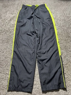 Calça de atletismo vintage Y2k Starter corta-vento pequena cinza verde bolsos forrada de malha - Imagem 1 de 4